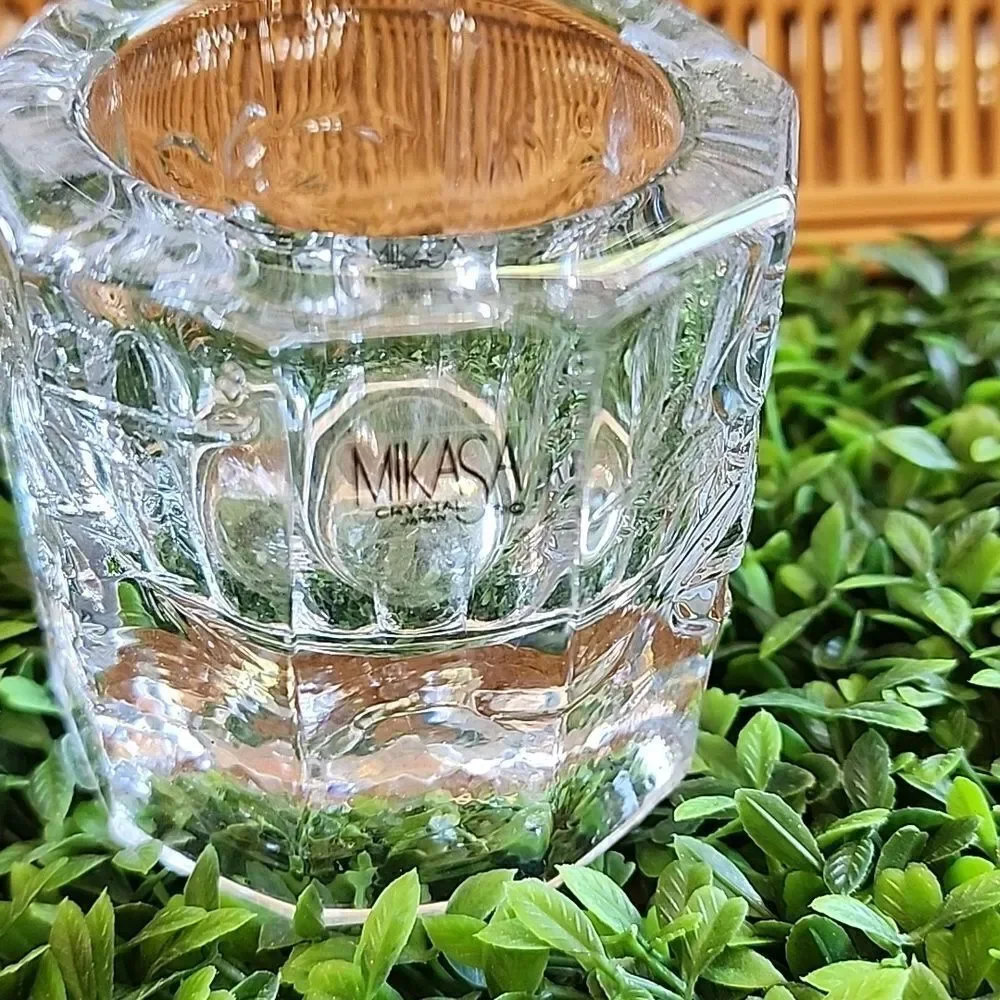 Vintage Mikasa Crystal Holiday Candleholder With Embossed Bells